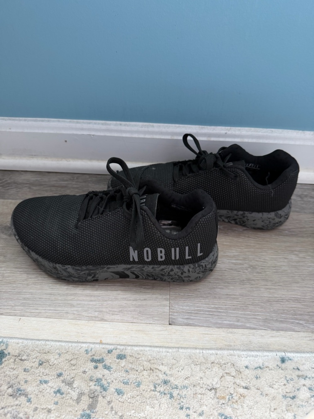 NOBULL Black Knit Trainers with Marbled Gray Sole size 7.5